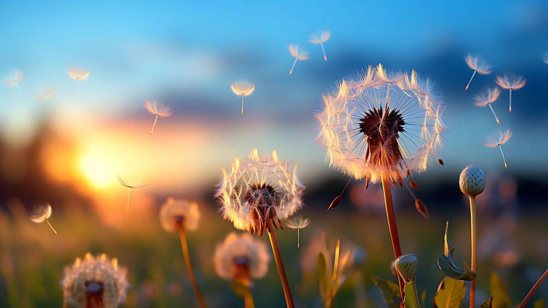 360壁纸 竹林一只鹤 夕阳 自然 自然风景 花 蒲公英